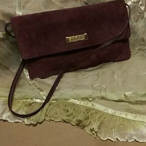 Burgundy suede clutch
